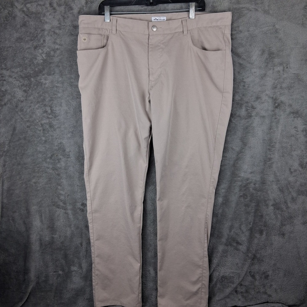 Peter Millar EB66 Pants Mens 40x32 Khaki Beige Performance 5 Pockets ME0EB66FB